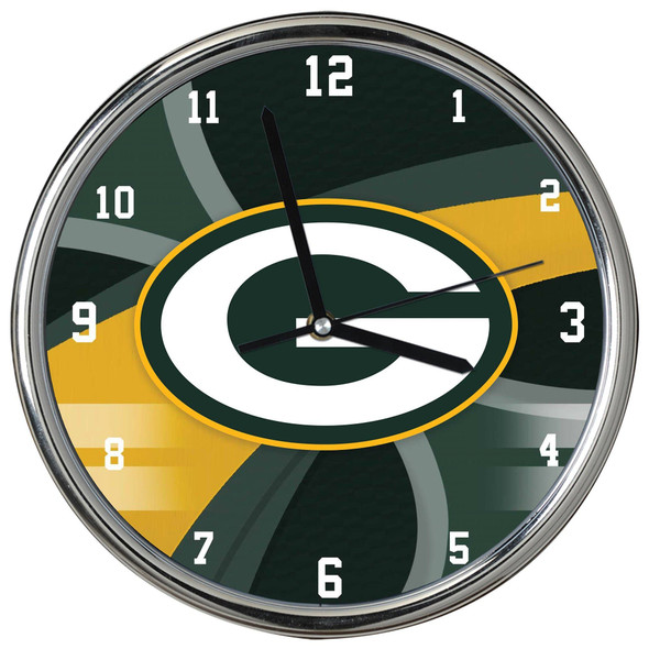 Green Bay Packers Carbon Fiber Chrome Clock
