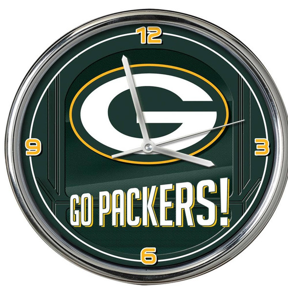 Green Bay Packers Go Team! Chrome Clock