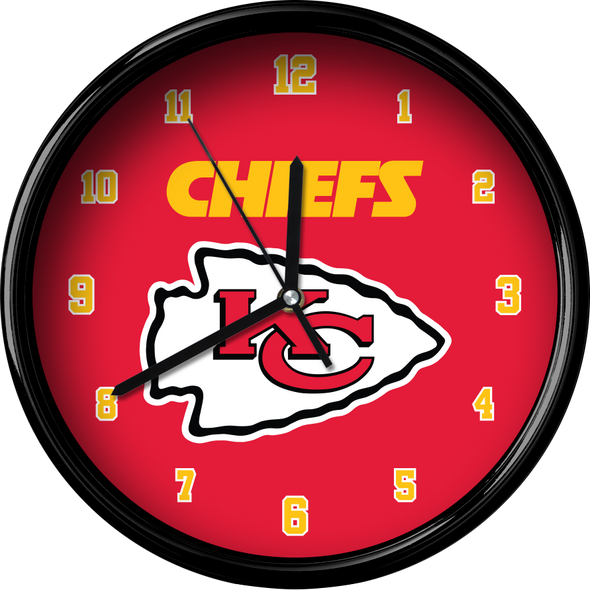 Kansas City Chiefs 12" Team Black Rim Clock