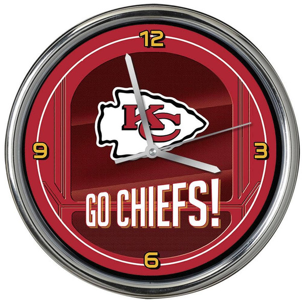Kansas City Chiefs Go Team! Chrome Clock