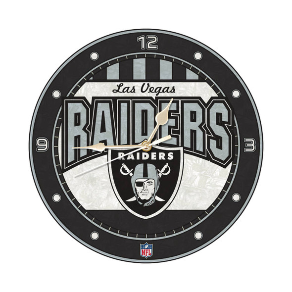Las Vegas Raiders 12" Art Glass Clock