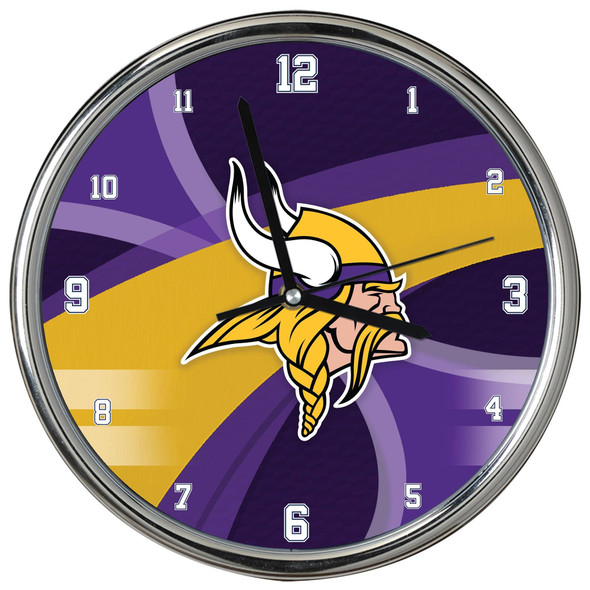 Minnesota Vikings Carbon Fiber Chrome Clock
