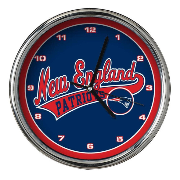 New England Patriots Chrome Clock