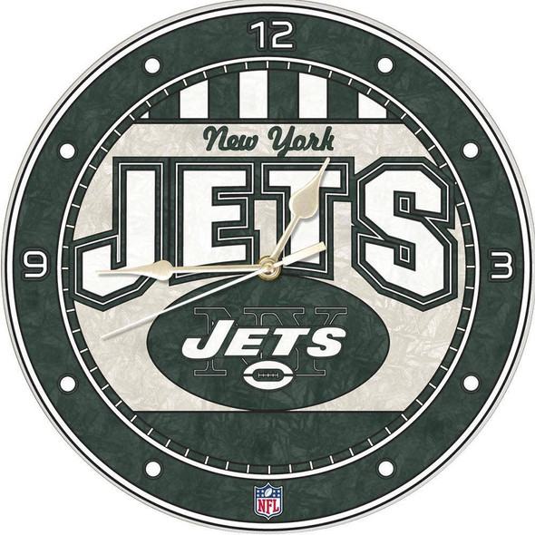 New York Jets 12" Art Glass Clock
