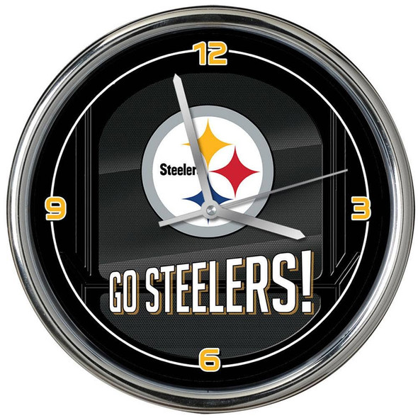Pittsburgh Steelers Go Team! Chrome Clock