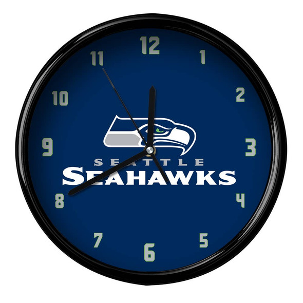 Seattle Seahawks 12" Team Black Rim Clock