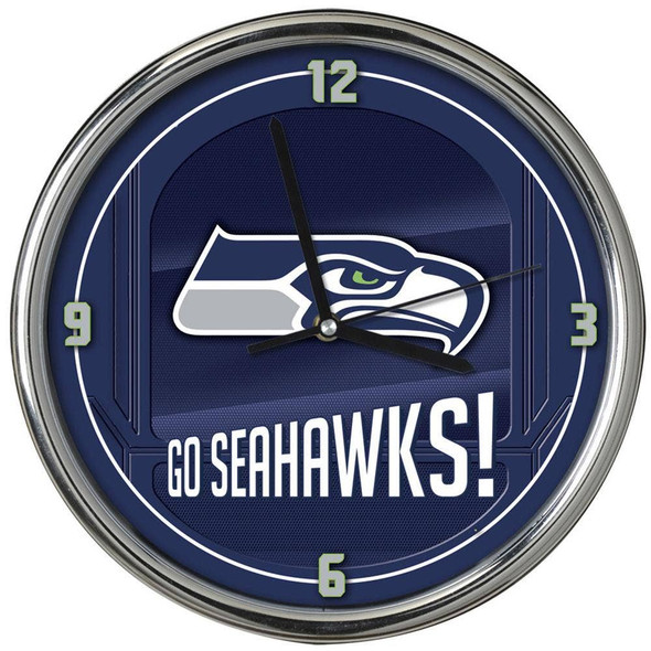 Seattle Seahawks Go Team! Chrome Clock