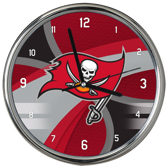 Tampa Bay Buccaneers Carbon Fiber Chrome Clock