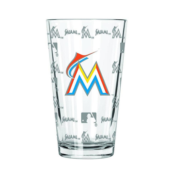 Miami Marlins Sandblasted Pint
