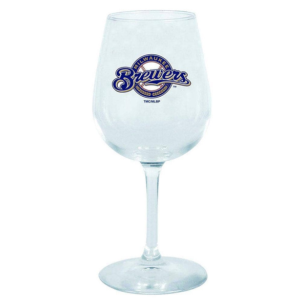 Milwaukee Brewers 12.75oz Stem Wine Glass Color Logo
