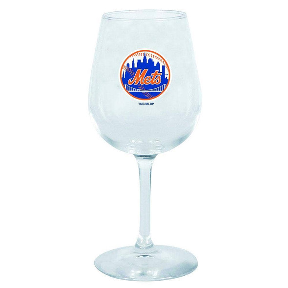 New York Mets 12.75oz Stem Wine Glass Color Logo
