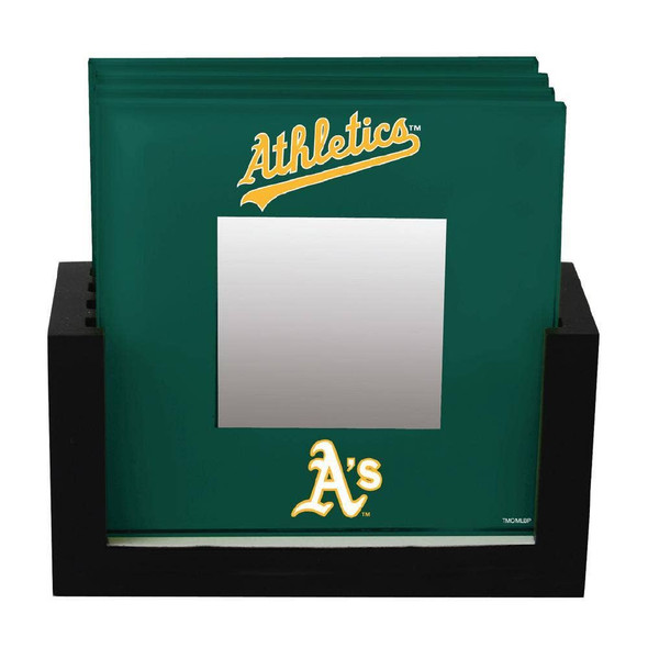 Oakland Athletics Art Glass Coaster Set