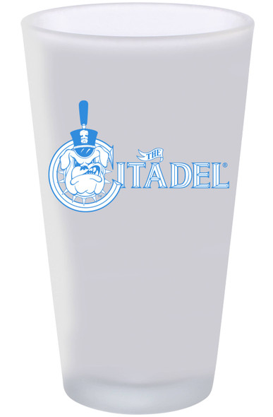 The Citadel Bulldogs 16oz Frosted Pint Glass Color Logo
