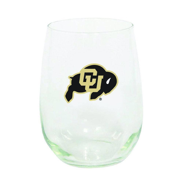 Colorado Buffaloes 15oz Stemless Wine w/Color Logo