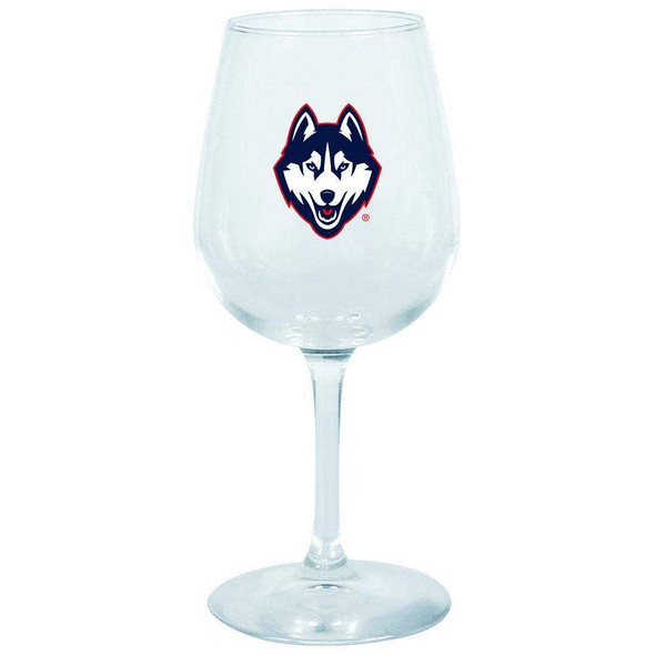Connecticut Huskies 12.75oz Stem Wine Glass Color Logo