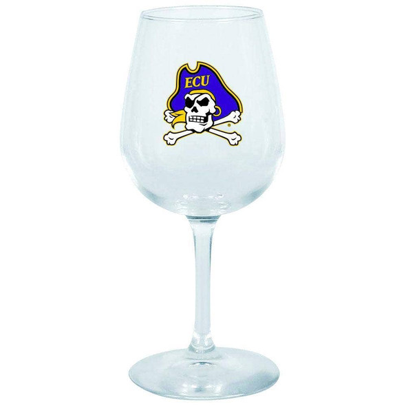 East Carolina Pirates 12.75oz Stem Wine Glass Color Logo