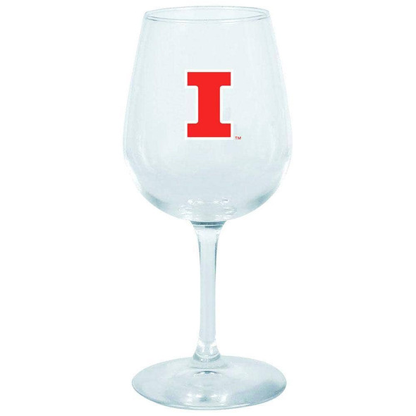 Illinois Fighting Illini 12.75oz Stem Wine Glass Color Logo