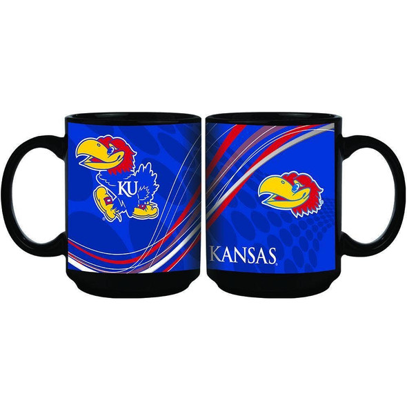 Kansas Jayhawks 15oz Dynamic Black Mug