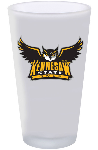 Kennesaw State Owls 16oz Frosted Pint Glass Color Logo