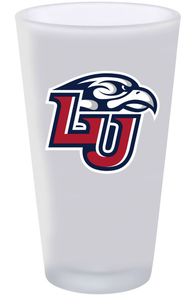 Liberty Flames 16oz Frosted Pint Glass Color Logo