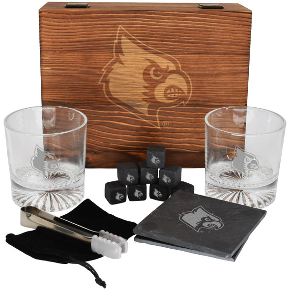 Louisville Cardinals Boxed Drinkware Set w/Coasters