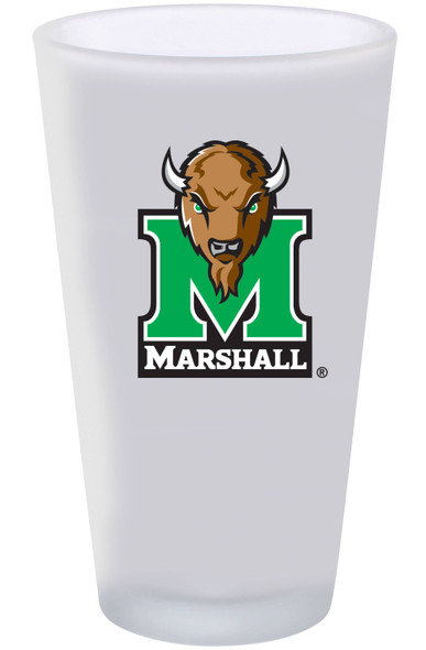 Marshall Thundering Herd 16oz Frosted Pint Glass Color Logo