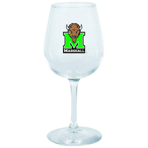 Marshall Thundering Herd 12.75oz Stem Wine Glass Color Logo