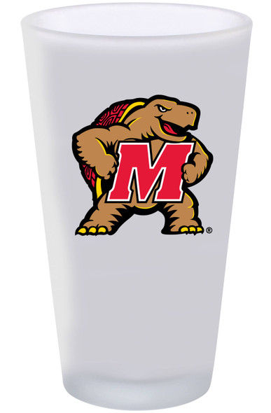 Maryland Terrapins 16oz Frosted Pint Glass Color Logo
