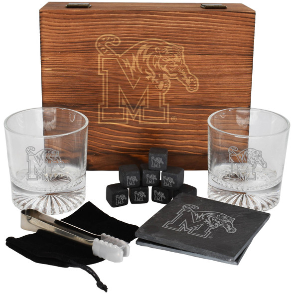 Memphis Tigers Boxed Drinkware Set w/Coasters