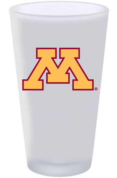 Minnesota Golden Gophers 16oz Frosted Pint Glass Color Logo