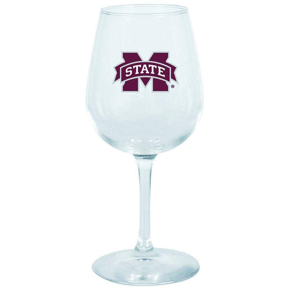 Mississippi State 12.75oz Stem Wine Glass Color Logo