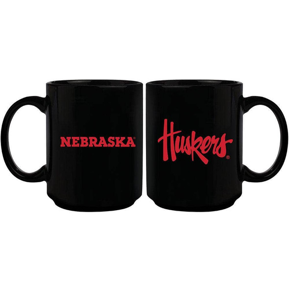 Nebraska Cornhuskers 15oz Black Mug w/Color Logo