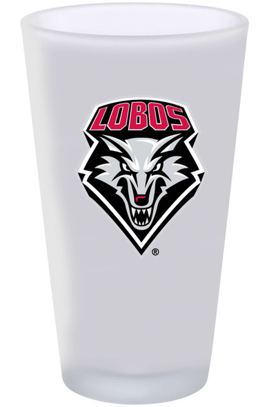 New Mexico Lobos 16oz Frosted Pint Glass Color Logo