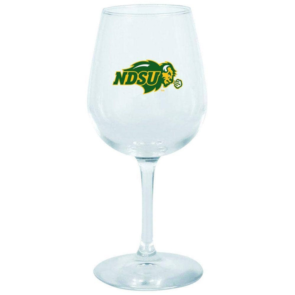 North Dakota State Bison 12.75oz Stem Wine Glass Color Logo