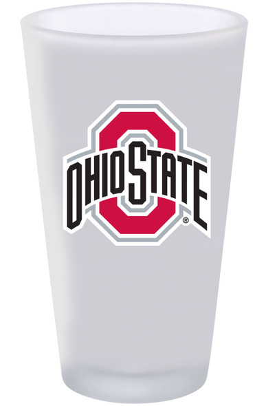 Ohio State Buckeyes 16oz Frosted Pint Glass Color Logo