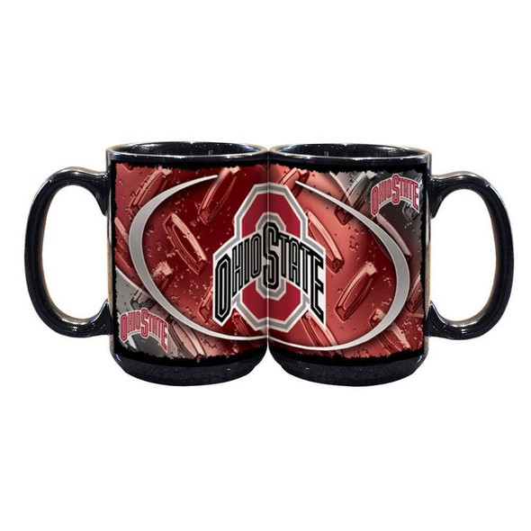 Ohio State Buckeyes 15oz Black Diamond Plate Mug