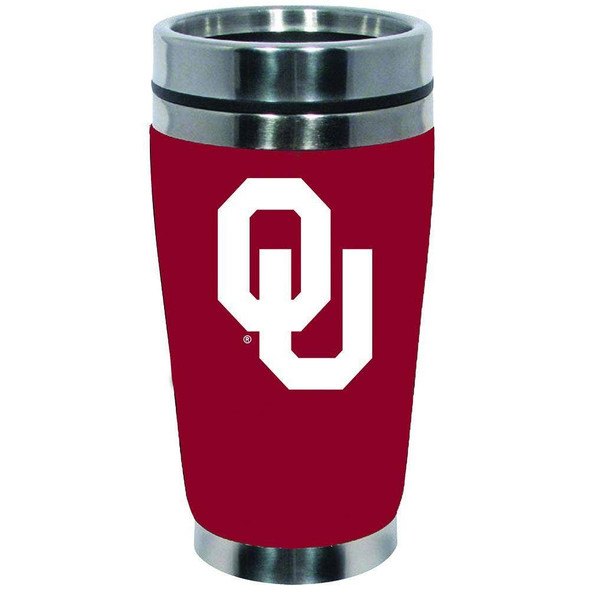 Oklahoma Sooners 16oz Travel Mug with Neoprene Wrap