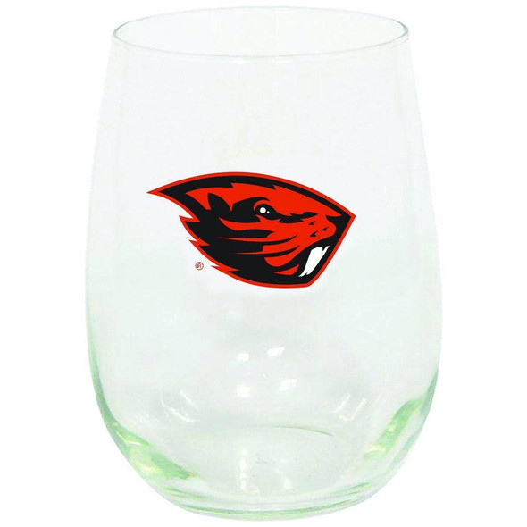 Oregon State Beavers 15oz Stemless Wine w/Color Logo