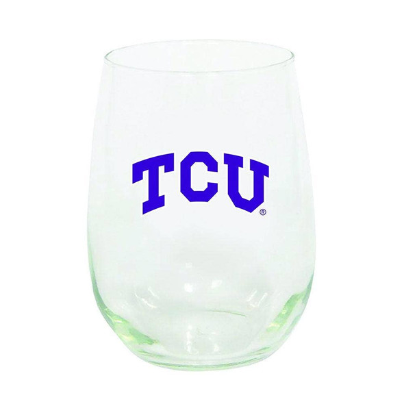 TCU Horned Frogs 15oz Stemless Wine w/Color Logo