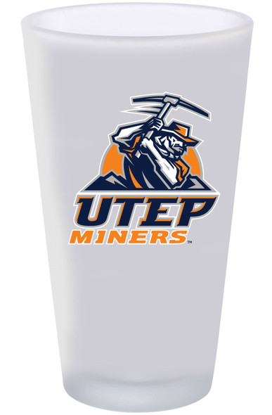 Texas at El Paso Miners 16oz Frosted Pint Glass Color Logo