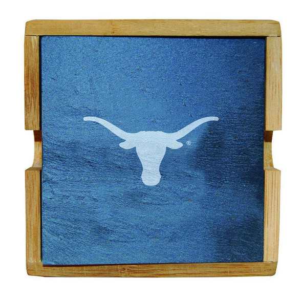 Texas Longhorns Slate Square Coaster Set