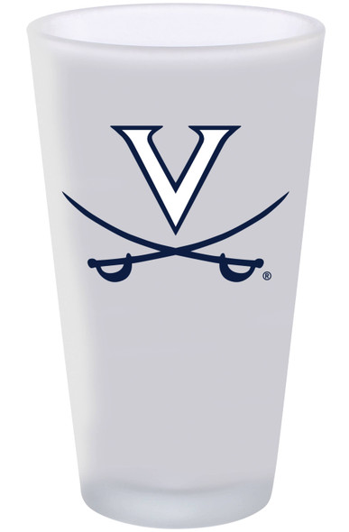 Virginia Cavalier 16oz Frosted Pint Glass Color Logo