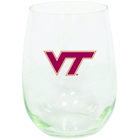 Virginia Tech Hokies 15oz Stemless Wine w/Color Logo