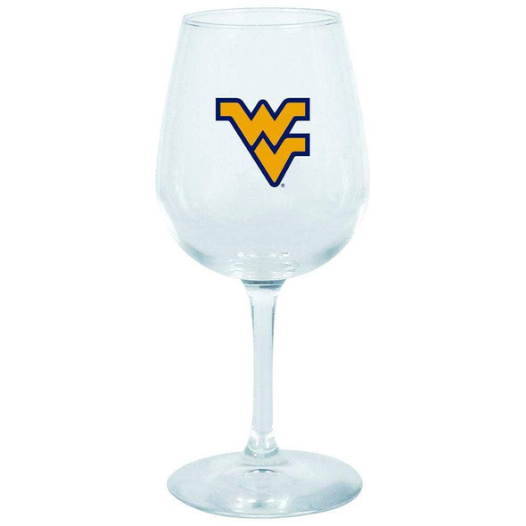 West Virginia 12.75oz Stem Wine Glass Color Logo
