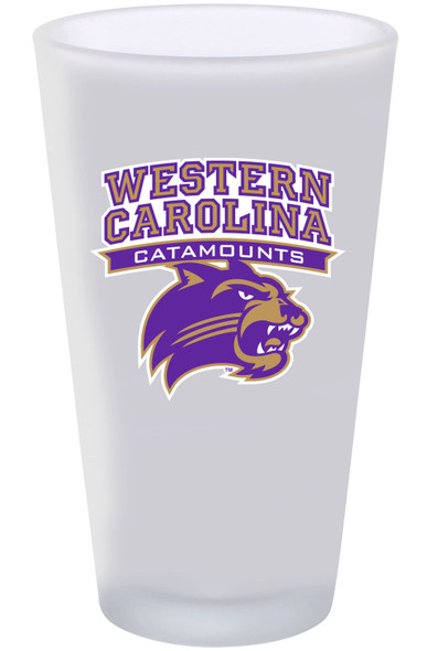 Western Carolina 16oz Frosted Pint Glass Color Logo