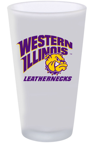 Western Illinois 16oz Frosted Pint Glass Color Logo