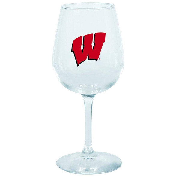 Wisconsin Badgers 12.75oz Stem Wine Glass Color Logo