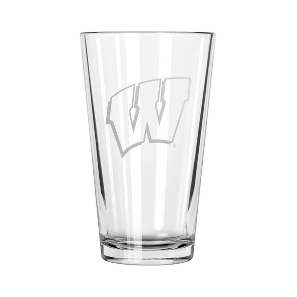 Wisconsin Badgers 16oz Pint Glass w/Etched Logo