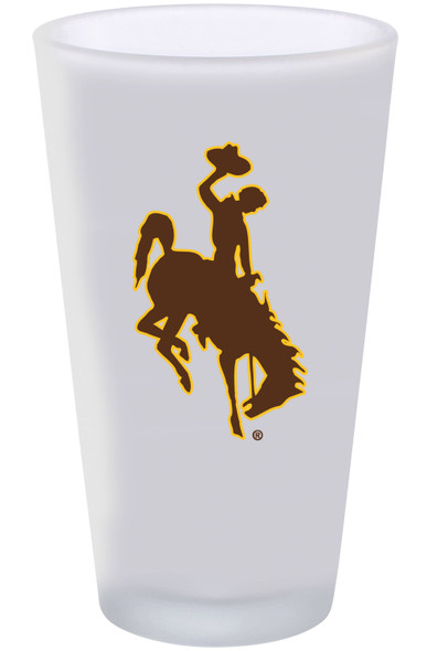 Wyoming Cowboys 16oz Frosted Pint Glass Color Logo