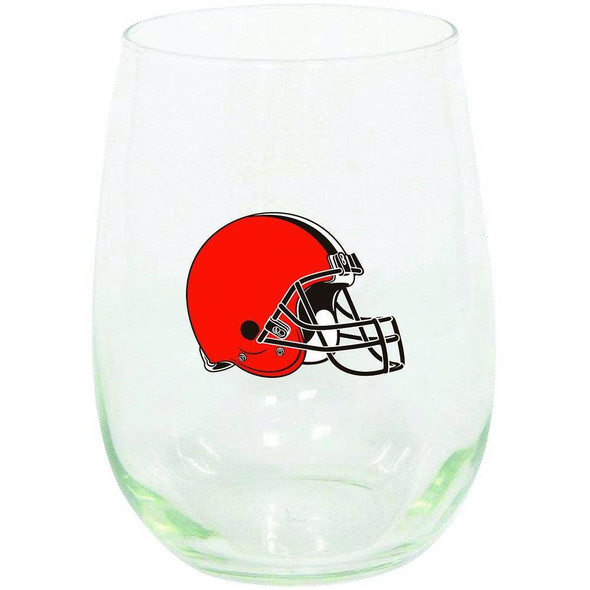 Cleveland Browns 15oz Stemless Wine w/Color Logo